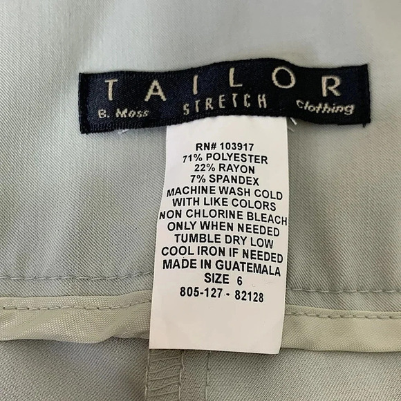 Tailor B. Moss Casual Straight Leg High Waist Trouser Pants Women Size 6 Green - Picture 14 of 14